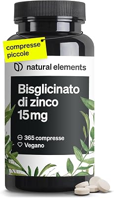 Zinco 15 mg – 365 Compresse Vegan da Zinco Bisglicinato puro, 1 anno