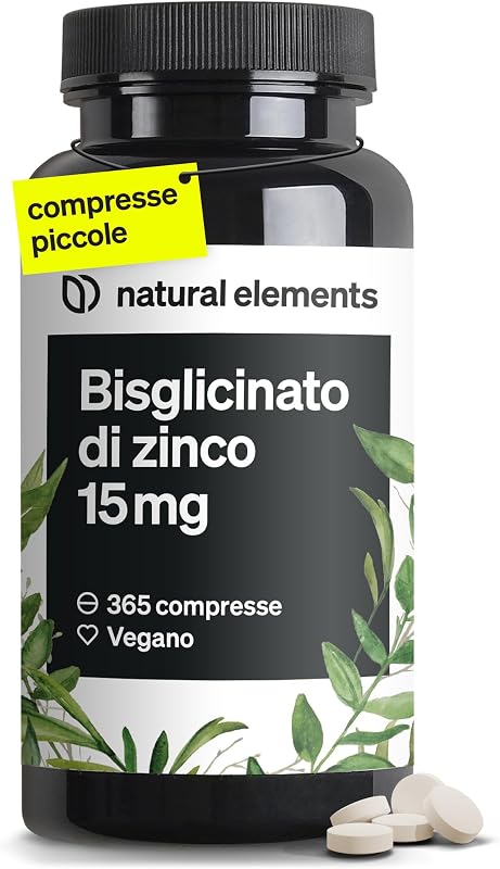 Zinco 15 mg – 365 Compresse Vegan da Zinco Bisglicinato puro, 1 anno