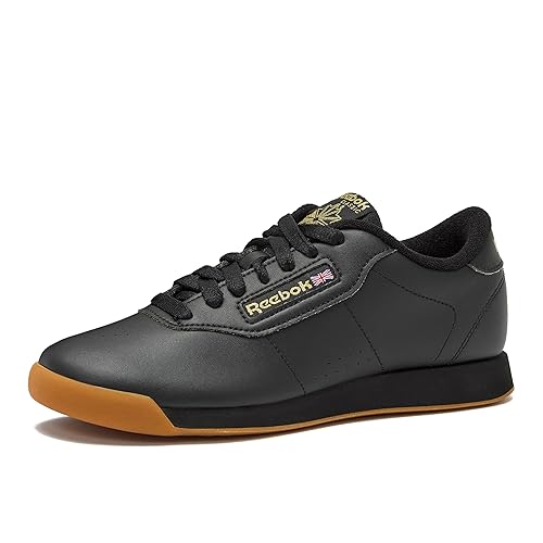 Reebok Princess Sneakers for Women, Comfortable Walking or Tennis Womens Shoes, Black/Gum, 10