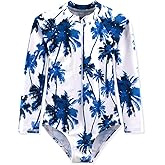 BAYIMEE Girls Swimsuits One Pieces Long Sleeve Swimwear Zipper Rashguard Bathing Suits 2-12 Years