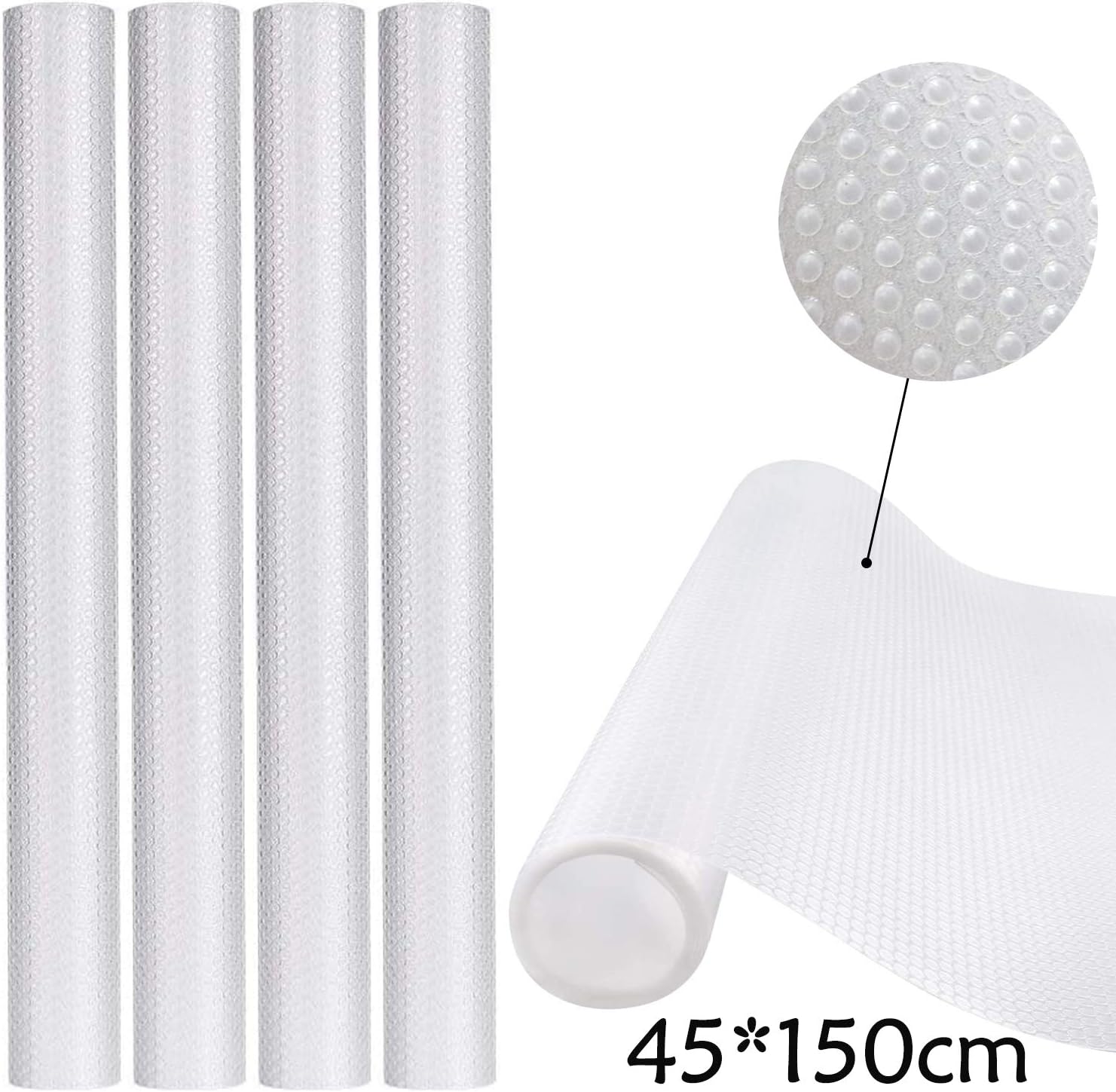 4 Rolls 45 * 150 cm Shelf Liner Plastic Drawer Liner NonAdhesive Liner Washable Kitchen