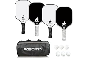 AOBORTY Pickleball Paddles 4 Pack - USAPA Light Graphite Premium Rackets Fiber Face & Polymer Honeycomb Core Pickleball Set with 6 Outdoor Indoor Balls Including Portable Carry Bag