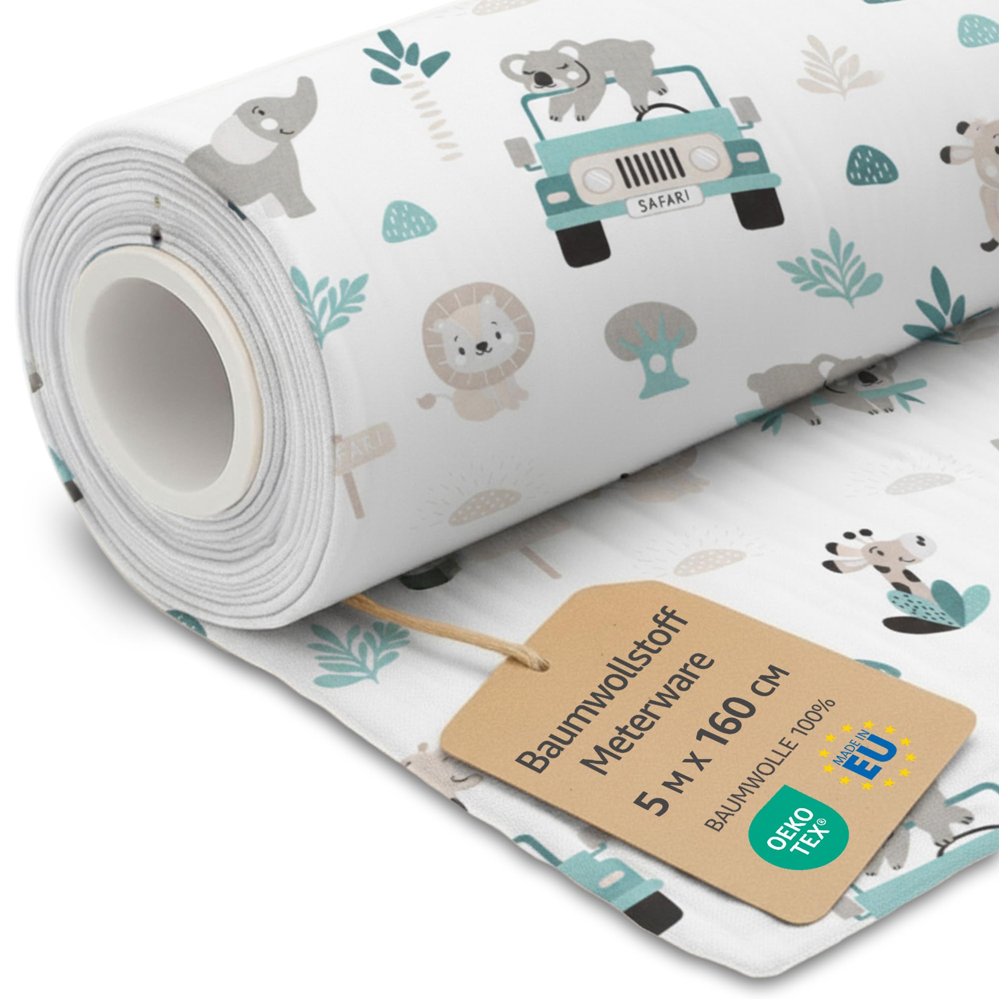 Fabric by the Meter Cotton 5 M x 160 cm - Fabrics for Sewing Decoration and DIY Projects Ideal for Clothing Home Textiles and craftwork Oeko-Tex Africa