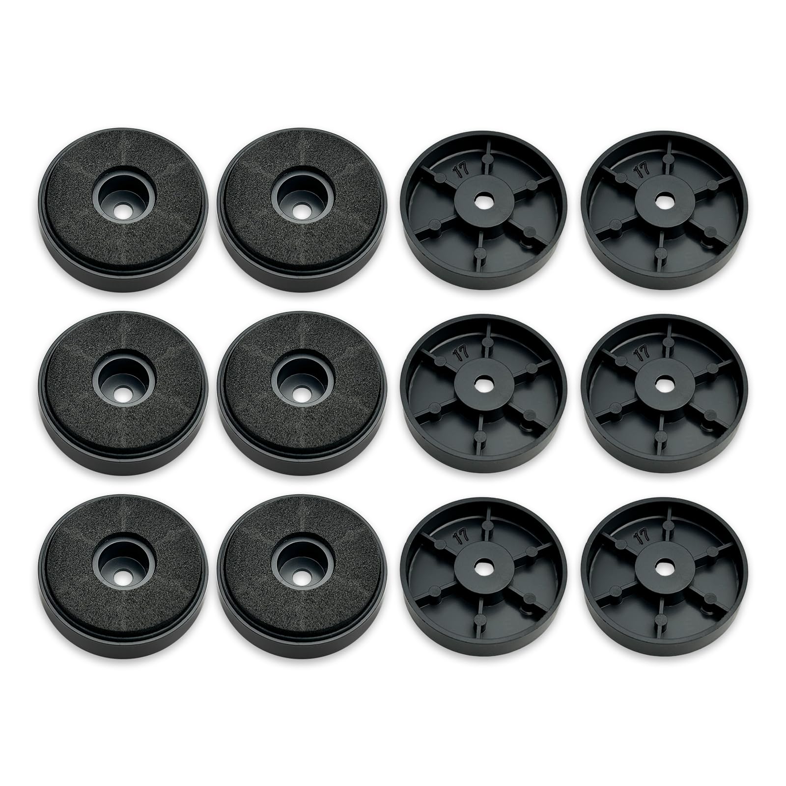 12pcs Speaker Shock Absorber Feet, 30x8mm Speaker Insulation Pad Non-Slip Rubber Dampers, for Audio, Speakers, Subwoofer, Home Cinema, HIFI Devices (Black)