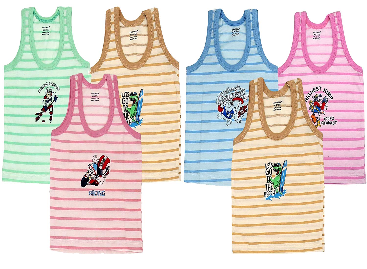 Cucumber Baby Cotton Regular Fit Sleeveless Cartoon Print Vest