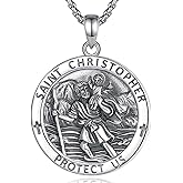 INFUSEU 925 Sterling Silver Religious Protection Medal for Men Women Meaningful Christian Catholic Jewelry