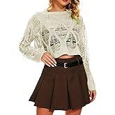 Vinsekep Women's See Through Hole Ripped Crop Tops Knit Pullover Short Sweaters