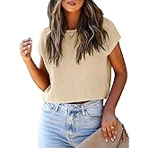 LCXWFE Womens Summer Cropped Sweater Vest Trendy Cap Sleeve Crop Tops Crew Neck Loose Knit Tank Top