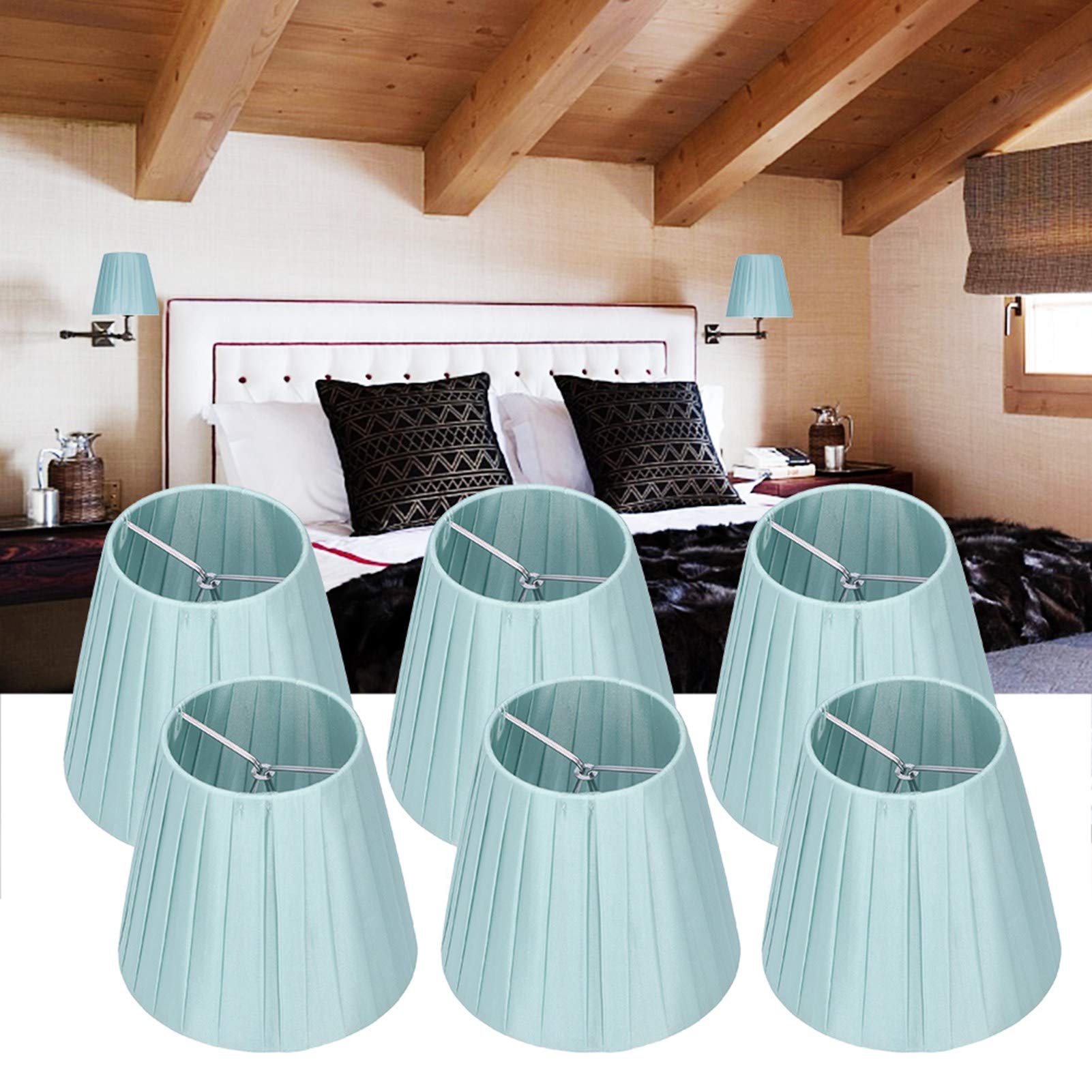 6Pcs Fabric Lampshade Chandelier Shade Wall Light Cover Clamp Mount Home Decor 6Pcs for Small A B C F P Bulb