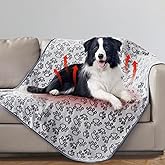 Stuffed Premium Soft Dog Blanket, with Flannel Grey Cute Paw Print, 43 * 66 inches, Self Warming Cat Blanket Puppy Supplies Dog Products Stuff Essentials