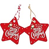 G2PLUS Christmas Star Gift Tags - 100Pcs Merry Christmas Tags with String, 2.4in Red Star Paper Tag for Gift Wrapping, DIY Crafts, Xmas Tree Decoration, Holiday Party Favors