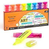 Shuttle Art 8 Assorted Colors Highlighters, Chisel Tip Dry-Quickly Non-Toxic Highlighter Markers for Adults Teachers Students Highlighting on Home School Office