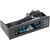 Hilitand Computer 3-Fan Speed Controller, 10W, 3Fan Automatic/Manual Adjustable, CPU/HDD/SYS Temperature Control, LCD, 5.25in