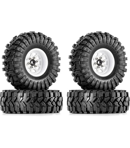 HOBBYSOUL RC Roues et pneus 1.0 de 61 mm de haut, pneus doux collants 1.0 et jantes lourdes Beadlock 1.0 pour RC Crawler 1/24 SCX24 FCX24 1/18 TRX4M Mise à niveau (rouge