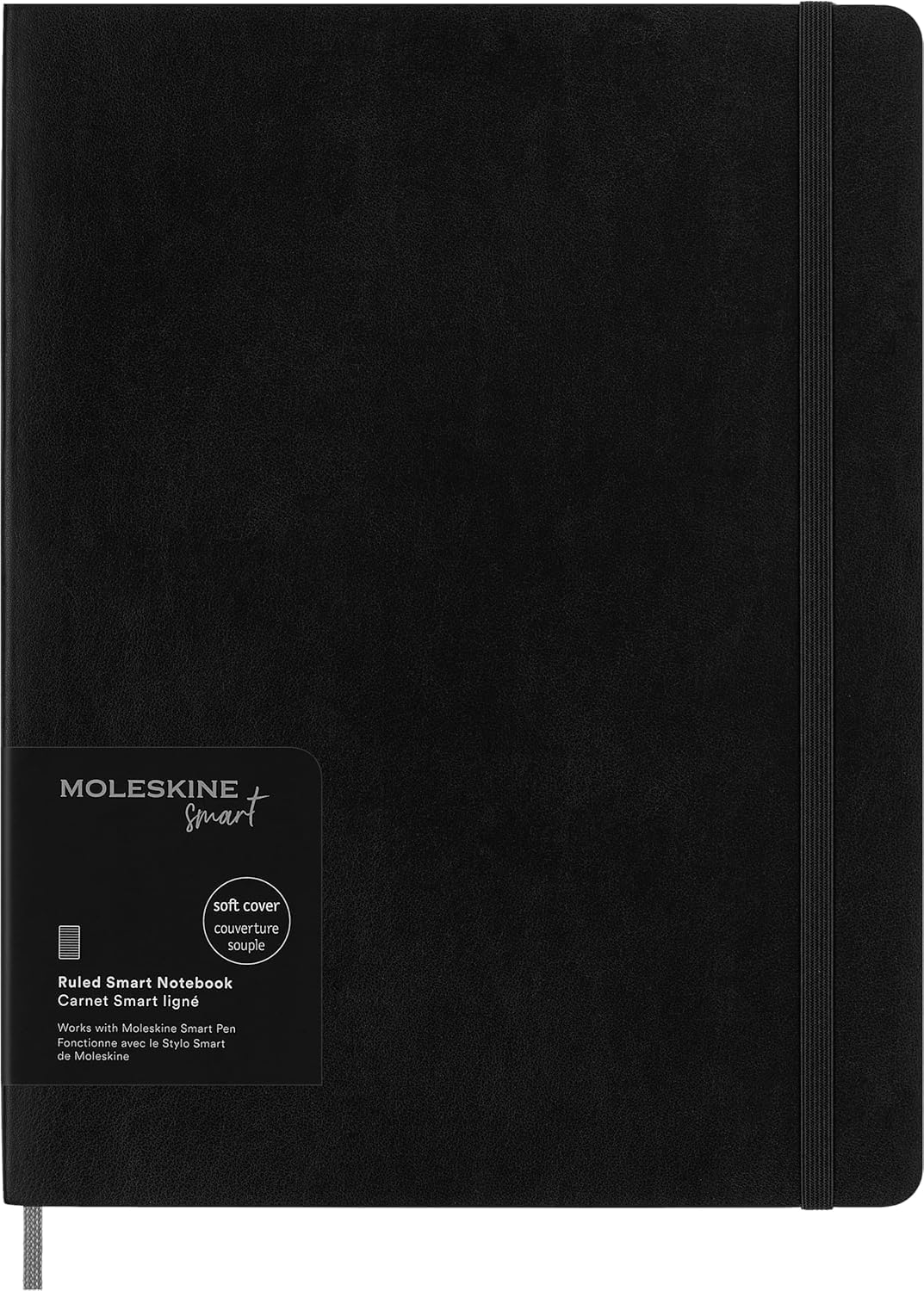 Moleskine Smart Notebook, Smart Writing System, Smart Notebook With Soft Cover, Ruled Pages and Elastic Closure, XL Format 19 x 25, Colour Black