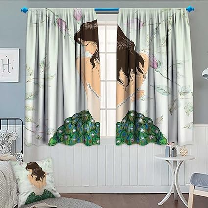 Amazon Com Strongger Anime Peacock Decor Blackout Window Curtain