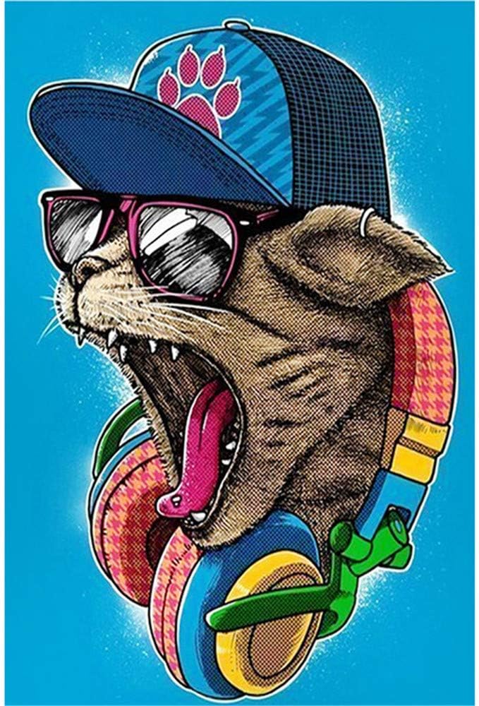 Paint by Number Kits - Hip-hop Tiger 16x20 Inch Linen Canvas Paintworks - Digital Oil Painting Canvas Kits for Adults Children Kids Decorations Gifts (No Frame)