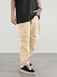 PLEPAN Men's Casual Cargo Pants Drawstring Hiking