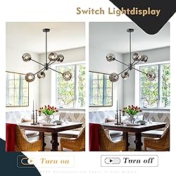 BOKT 6 Lights Modern Glass Globe Sputnik Chandelier