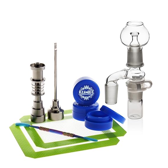 REANICE Titan Nail 10mm/14mm/18mm + 3-PACK dab box container+ 1-PACK Dabber Wax + 2-PACK-Antihaft-Silikonmatte-Pad + 1-PACK Z