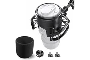 Borenbuir Custom Built Shock Mount with Pop Filter for Blue Yeti Microphones, Metal/Plastic Frame, Anti-Vibration Suspension, Floor Mount