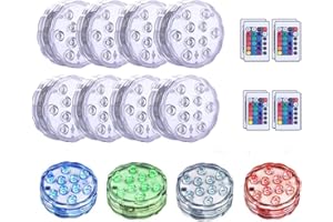 [8-Pack] Submersible Led Lights with Remotes, Kinhon Waterproof Submersible Lights Battery Operated, Underwater Pond Lights RGB Multi-color Pool Light for Pond, Garden, Base, Wedding