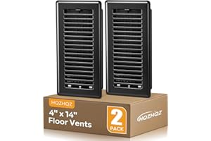 HQZHQZ 4x14 Floor Register, Floor Vent Covers, Heavy Duty Steel Walkable Floor Vents, Easy Adjust Air Supply Lever, Vent Covers for Home Floor, 2 Pack Black