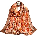 Aufeel Fashion Scarves 100% Satin Silk Scarf Long Lightweight Sunscreen Shawls Wraps for Women Hair Scarves