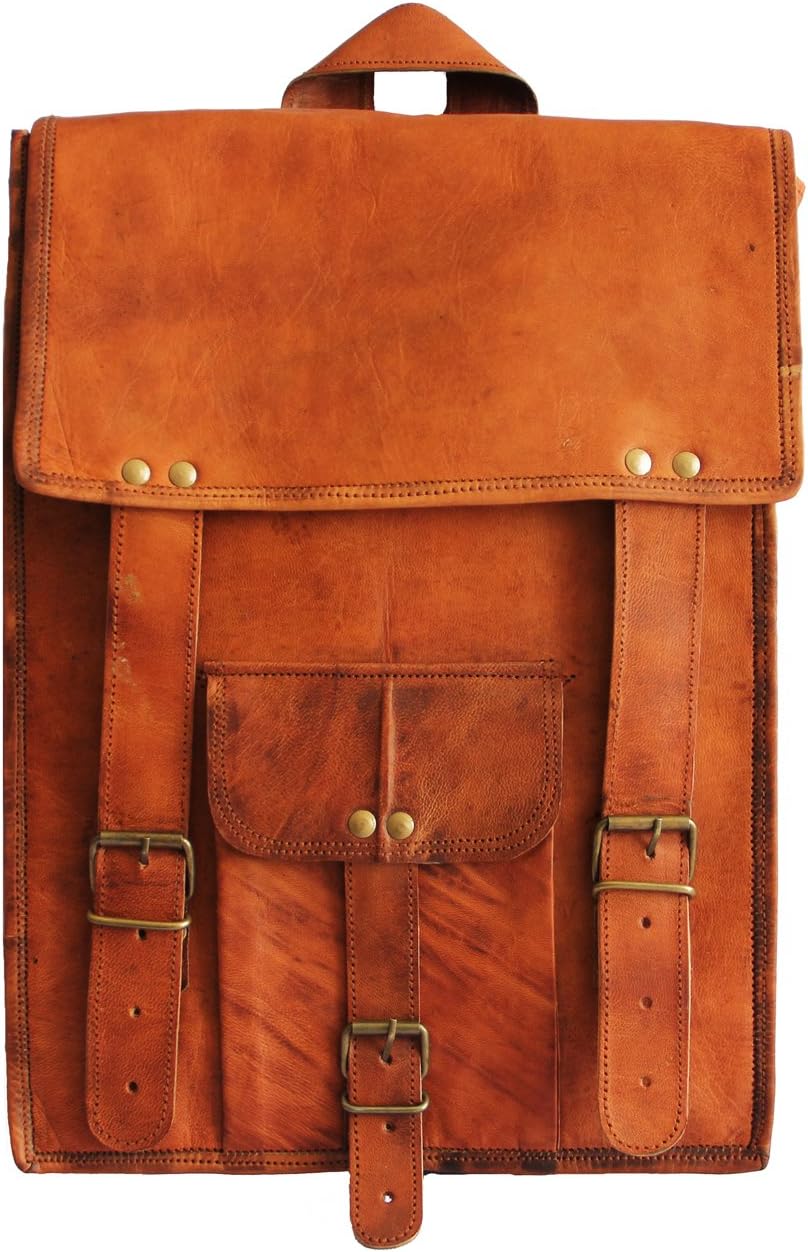 Brown Leather Backpack for Men/women