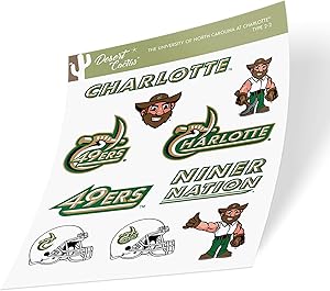 University of North Carolina Charlotte UNCC 49ers Sticker Vinyl Decal Laptop Water Bottle Car Scrapbook (Type 2 Sheet)