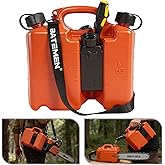 Dual-Chamber Chainsaw Fuel and Bar Oil Can,5L+3L Refueling Container with 2 Spouts,Integrated Tool Storage, Leak-Resistant Caps,Effort-saving Shoulder Strap,Portable Forestry Fuel Can 00008810113 Combi Can No Screwdriver