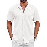 COOFANDY Mens 2025 Fashion Textured Shirts Short Sleeve Summer Beach Shirt Casual Button Down Shirts