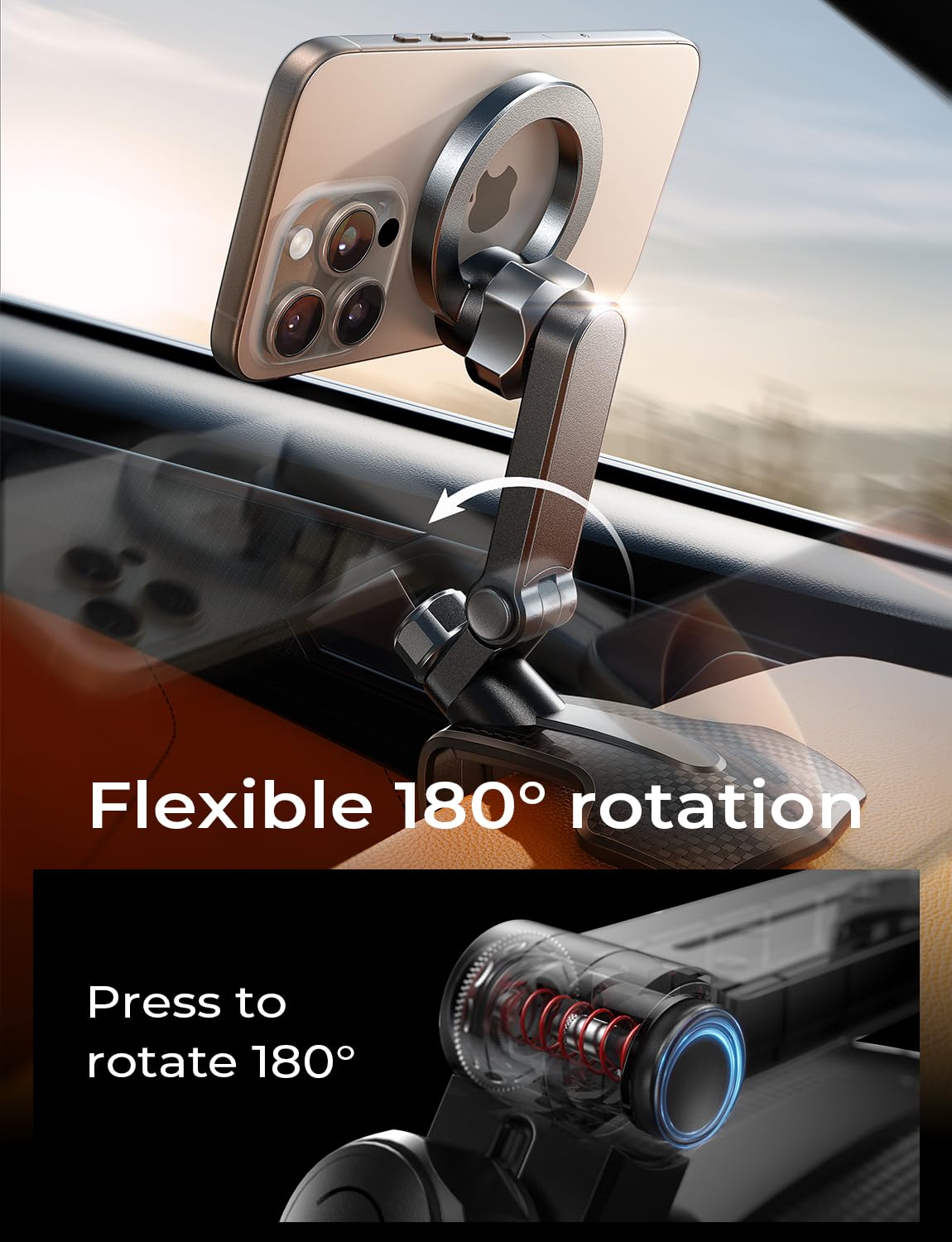 LISEN for i Phone 17 Air for Magsafe 360 Degree Car Phone Holder, Dashboard Holder, Magnetic Holders for Car Dash, Clip Cell Cars Holders for Your Rearview Mirror, for iPhone 16 Pro Max 15 14 13 12