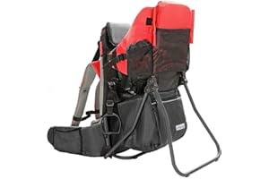 ClevrPlus Cross Country Baby Backpack Carrier, Red, Toddler Hiking Backpack with Comfortable Seat, Adjustable Straps & Belt, Foldable Frame Lightweight Large Capacity Child Carrier for Outdoor