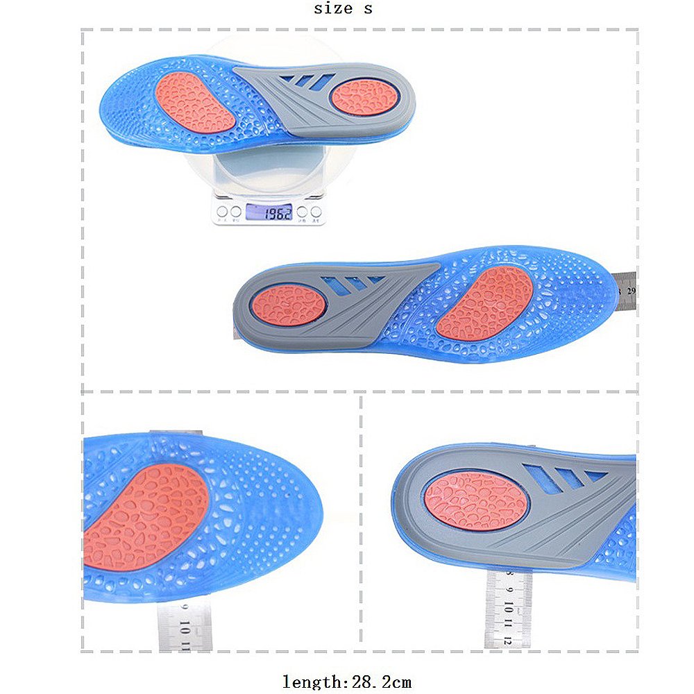 SUADEX Sports Foot Insole Insert, Plantar Fasciitis Anti-Fatigue Comfort Shoe Insoles with Cushioning Arch Support, Blue S