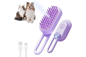 PSKONTORORA Cat Steam Brush for Shedding, 3 in 1 Cat Steamy Brush Cleanser with Foldable Handle, Pet Spa Brush for Cats Dogs, Spritz Defur Comb for Cats, Steam Brush for Cats, Pet Spray Hair Removal Comb