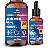 Lithium Orotate Liquid Drops 20mg, Potency 11-in-1 Lithium Supplement w. NAC Magnesium Ashwagandha Theanine Vitamin D3 B6 B12 for Memory Brain Mood Cognitive Support, Non-GMO Gluten Free