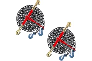 AYMMIC 5/16"-3/8" Chain Binder and 5/16"|G70|12' Transport Chain Kit, Ratchet Load Binder with 5,400Lbs Working Load Limit, Tow Chain with Grappling Hook, Tie-Down Cargo to A Truck or Flatbed Trailer