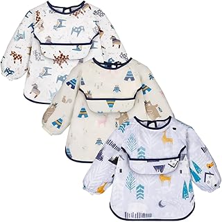 Yoofoss Baby Lätzchen mit Lange Ärmeln 3er Wasserdicht Ärmellätzchen Set für Junge Mädchen Unisex