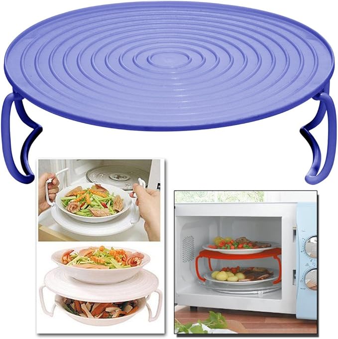 MICROWAVE FOLDING TRAY ROUND PLATE DOUBLE LAYER DISH BOWL RACK COVER HOLDER Amazon.co.uk