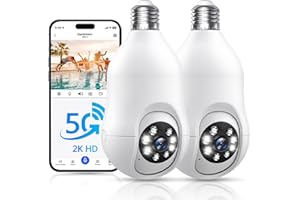 Noahcam Light Bulb Security Cameras Wireless Outdoor 5g, 2K Lightbulb Cameras for Home Security Indoor, Eagle Eye Camera 360 for E27 Light Skoct 24/7 Motion Detection Color Night Vsion 2 Pack