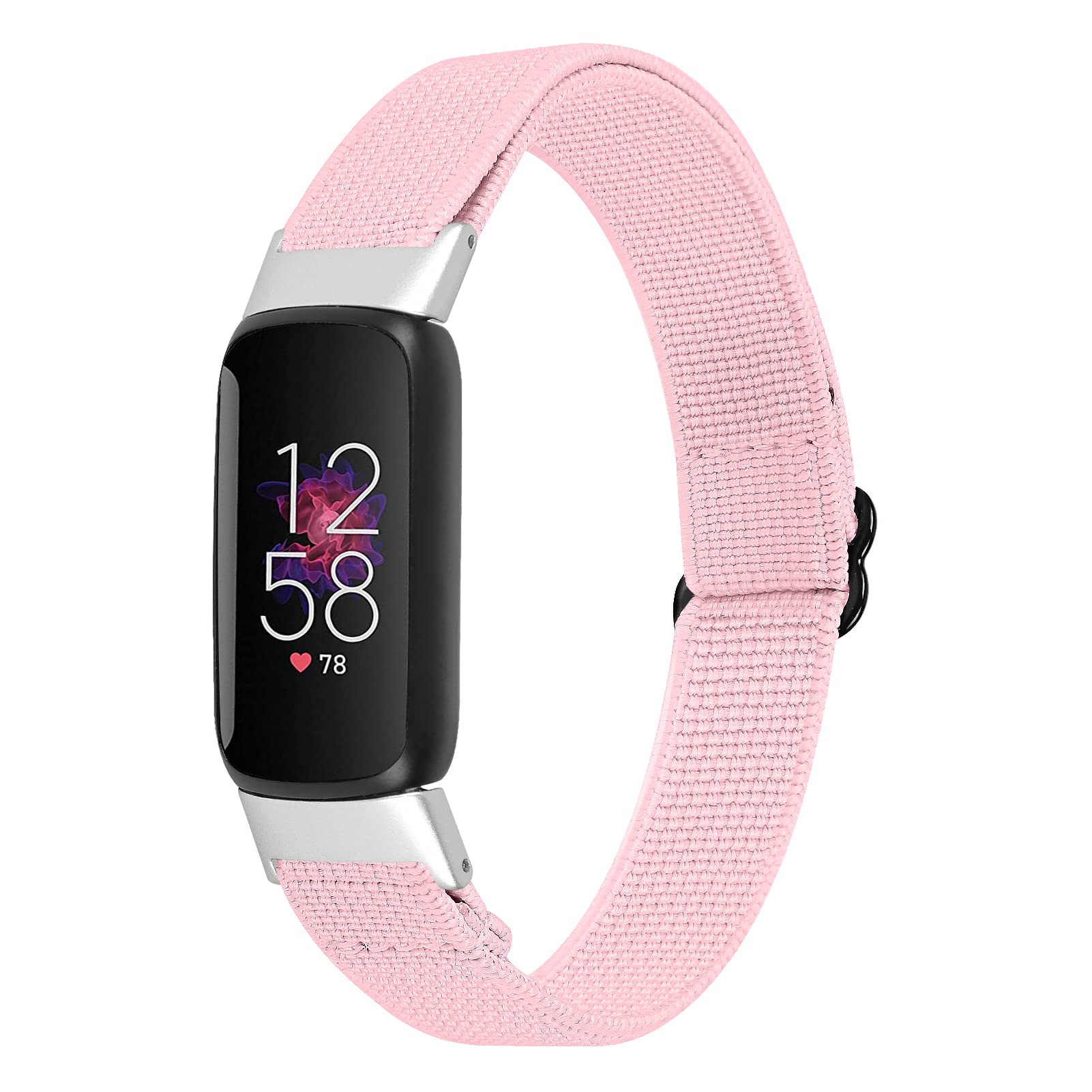 Gimuk Fabric Strap Compatible with Fitbit Luxe Strap, Women Men Soft Woven Nylon Breathable Elastic Sport Band Replacement Strap Wristband for Luxe Fitness Tracker (Pink)
