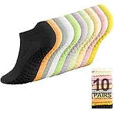 VZZNN 10 Pairs Grip Pilates Socks for Women Grip Socks Non-slip Yoga Athletic Sock for Yoga Ballet Barefoot Workout Hospital Gym Athletic