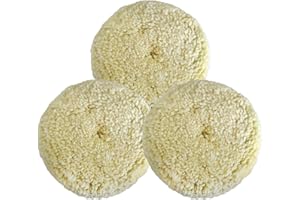 MEDOON Polishing Pad Buffing Pads Kit 3PCS 6inch 100% Natural Wool Hook & Loop Grip Buffing Pad for Compound Cutting & Polishing for Car Polishing Motorcycle Washing Machine Refrigerator Furniture etc