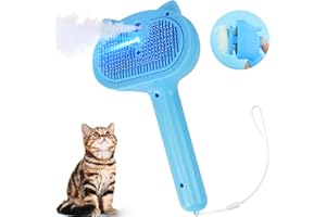 Cat Steam Brush for Shedding, 4 in 1 Steamy Cat Brush with Release Button, Self Cleaning Metal Pet Misting Hair Comb with Han
