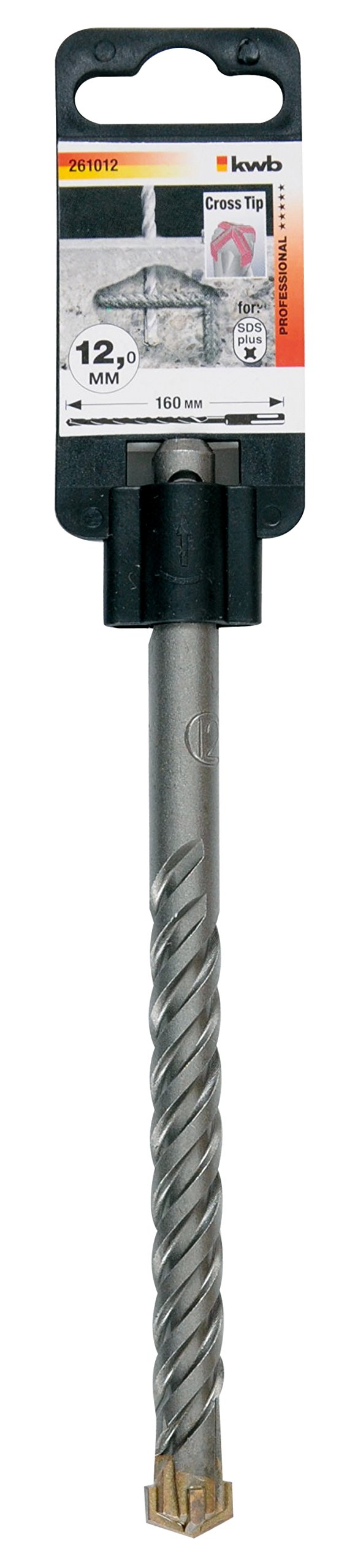 kwb Cross-Tip Hammer Drill Ø 12.0 mm 261012 (160 mm Length, 4-dashing, SDS plus recording)