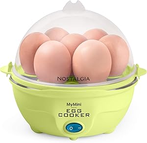 Nostalgic MyMini Egg Cooker Makes 7 Hard Boiled Eggs Also Poaches, Steams Vegetables, Omelets and Dim Sum Lime Green