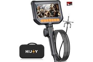 Hijoy Articulating Borescope Camera with Light - Two-Way Endoscope with 8 Adjustable LED Lights | 4.3" LCD Screen | 1920P HD Inspection Cameras with 0.33in Articulated Snake Camera for Men | S20