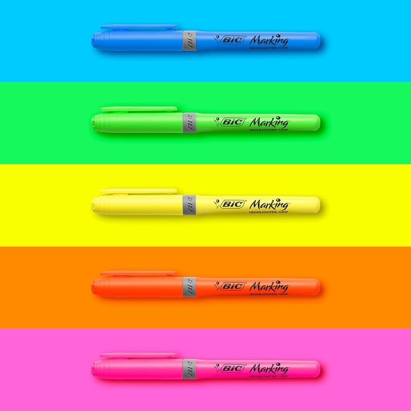 Evidenziatori Highlighter Grip, perfetti per l'aula o l'ufficio, colori assortiti, confezione da 24