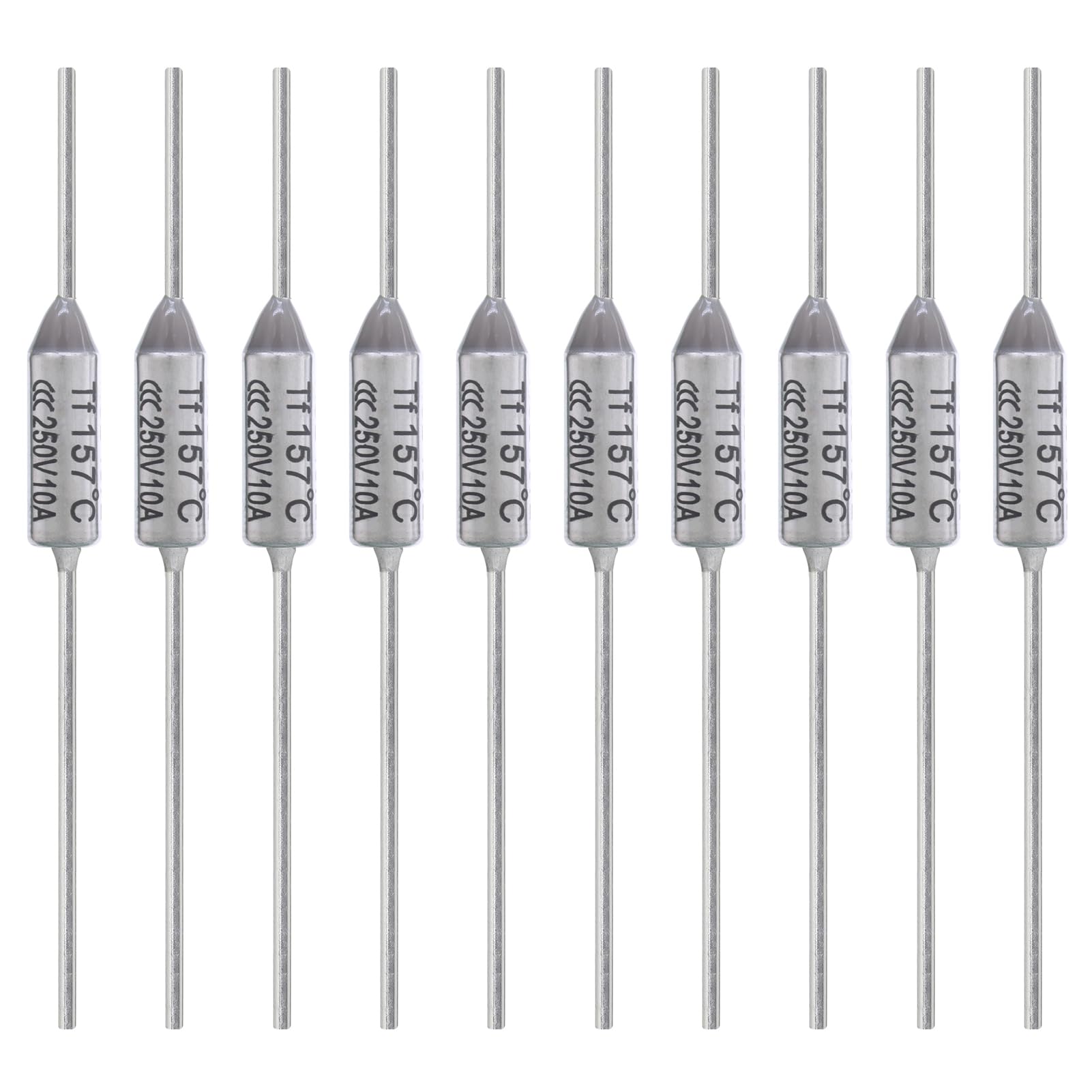 ALLECIN 10PCS Thermal Fuse 157 Degrees Celsius 10A 250V AEC157E Temperature Fuses Cutoffs 10Amp 250Volt 157℃ Fusible